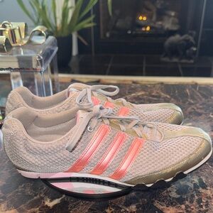 Vintage Adidas Amiya Gray Mesh Sneakers with Pink Stripes - Women’s Size 10